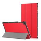 For Huawei Enjoy Tablet 2 10.1 inch / Honor Pad 6 10.1 inch Solid Color Horizontal Flip Leather Case with Three-folding Holder & Sleep / Wake-up Function(Red) - 1