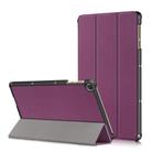 For Huawei Enjoy Tablet 2 10.1 inch / Honor Pad 6 10.1 inch Solid Color Horizontal Flip Leather Case with Three-folding Holder & Sleep / Wake-up Function(Purple) - 1