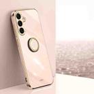 For Samsung Galaxy S25 5G XINLI Straight Edge 6D Electroplate TPU Phone Case with Ring Holder(Pink) - 1