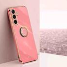 For Samsung Galaxy S25 5G XINLI Straight Edge 6D Electroplate TPU Phone Case with Ring Holder(Hawthorn Red) - 1