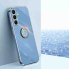 For Samsung Galaxy S25 5G XINLI Straight Edge 6D Electroplate TPU Phone Case with Ring Holder(Celestial Blue) - 1