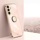 For Samsung Galaxy S25+ 5G XINLI Straight Edge 6D Electroplate TPU Phone Case with Ring Holder(Pink) - 1