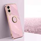 For Samsung Galaxy S25 Edge 5G XINLI Straight Edge 6D Electroplate TPU Phone Case with Ring Holder(Cherry Purple) - 1