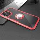 For iPhone 12 / 12 Pro Shockproof Transparent TPU + Acrylic Protective Case with Ring Holder(Red) - 1