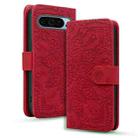 For Google Pixel 9 / 9 Pro Mandala Embossed Dual-Fold Calf Leather Phone Case(Red) - 1