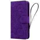 For Google Pixel 9 Pro XL Mandala Embossed Dual-Fold Calf Leather Phone Case(Purple) - 3