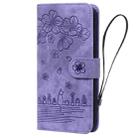 For Google Pixel 9 / 9 Pro Cartoon Sakura Cat Embossed Leather Phone Case(Purple) - 2