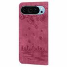 For Google Pixel 9 / 9 Pro Cartoon Sakura Cat Embossed Leather Phone Case(Red) - 3