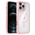 For iPhone 12 Pro Max Breathable Skin Feel Transparent MagSafe Magnetic Phone Case(Pink) - 1