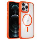 For iPhone 12 Pro Max Breathable Skin Feel Transparent MagSafe Magnetic Phone Case(Orange) - 1