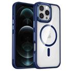 For iPhone 12 Pro Max Breathable Skin Feel Transparent MagSafe Magnetic Phone Case(Dark Blue) - 1