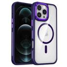 For iPhone 12 Pro Max Breathable Skin Feel Transparent MagSafe Magnetic Phone Case(Purple) - 1