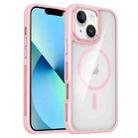 For iPhone 14 / 13 Breathable Skin Feel Transparent MagSafe Magnetic Phone Case(Pink) - 1