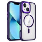 For iPhone 14 / 13 Breathable Skin Feel Transparent MagSafe Magnetic Phone Case(Purple) - 1