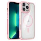 For iPhone 13 Pro Breathable Skin Feel Transparent MagSafe Magnetic Phone Case(Pink) - 1