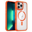 For iPhone 13 Pro Breathable Skin Feel Transparent MagSafe Magnetic Phone Case(Orange) - 1