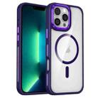 For iPhone 13 Pro Breathable Skin Feel Transparent MagSafe Magnetic Phone Case(Purple) - 1