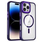 For iPhone 14 Pro Breathable Skin Feel Transparent MagSafe Magnetic Phone Case(Purple) - 1