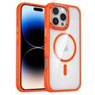 For iPhone 14 Pro Max Breathable Skin Feel Transparent MagSafe Magnetic Phone Case(Orange) - 1