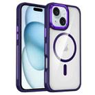 For iPhone 15 Breathable Skin Feel Transparent MagSafe Magnetic Phone Case(Purple) - 1