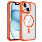 For iPhone 15 Plus / 14 Plus Breathable Skin Feel Transparent MagSafe Magnetic Phone Case(Orange) - 1