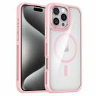 For iPhone 15 Pro Breathable Skin Feel Transparent MagSafe Magnetic Phone Case(Pink) - 1