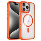 For iPhone 15 Pro Breathable Skin Feel Transparent MagSafe Magnetic Phone Case(Orange) - 1