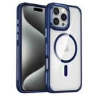 For iPhone 15 Pro Breathable Skin Feel Transparent MagSafe Magnetic Phone Case(Dark Blue) - 1