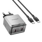 BOROFONE BN21 PD 40W 2 Type-C Charger with 1m Type-C to Type-C Cable Set, For:EU Plug(Tarnish) - 3