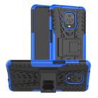 For Xiaomi Redmi Note 9S / 9 Pro / 9 Pro Max Tire Texture Shockproof TPU + PC Protective Case with Holder(Blue) - 1