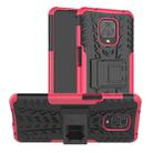 For Xiaomi Redmi Note 9S / 9 Pro / 9 Pro Max Tire Texture Shockproof TPU + PC Protective Case with Holder(Rose Red) - 1