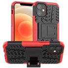 For iPhone 12 mini Tire Texture Shockproof TPU + PC Protective Case with Holder(Red) - 1