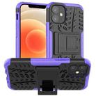 For iPhone 12 mini Tire Texture Shockproof TPU + PC Protective Case with Holder(Purple) - 1