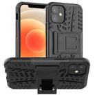 For iPhone 12 mini Tire Texture Shockproof TPU + PC Protective Case with Holder(Black) - 1