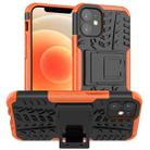 For iPhone 12 mini Tire Texture Shockproof TPU + PC Protective Case with Holder(Orange) - 1