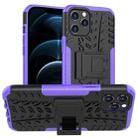 For iPhone 12 Pro Max Tire Texture Shockproof TPU + PC Protective Case with Holder(Purple) - 1