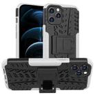 For iPhone 12 Pro Max Tire Texture Shockproof TPU + PC Protective Case with Holder(White) - 1