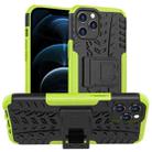 For iPhone 12 Pro Max Tire Texture Shockproof TPU + PC Protective Case with Holder(Green) - 1