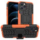 For iPhone 12 Pro Max Tire Texture Shockproof TPU + PC Protective Case with Holder(Orange) - 1