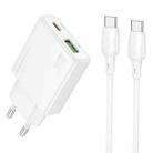 BOROFONE BN24 PD 20W USB, Type-C Charger with 1m Type-C to Type-C Cable Set, Plug Type:EU Plug(White) - 1