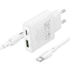 BOROFONE BN24 PD 20W USB, Type-C Charger with 1m Type-C to Type-C Cable Set, Plug Type:EU Plug(White) - 3