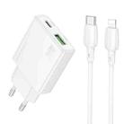 BOROFONE BN24 PD 20W USB, Type-C Charger with 1m Type-C to 8 Pin Cable Set, Plug Type:EU Plug(White) - 1