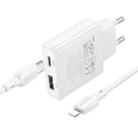 BOROFONE BN24 PD 20W USB, Type-C Charger with 1m Type-C to 8 Pin Cable Set, Plug Type:EU Plug(White) - 3