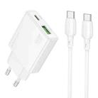 BOROFONE BN25 PD 30W USB, Type-C Charger with 1m Type-C to Type-C Cable Set, Plug Type:EU Plug(White) - 1