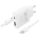 BOROFONE BN25 PD 30W USB, Type-C Charger with 1m Type-C to Type-C Cable Set, Plug Type:EU Plug(White) - 3