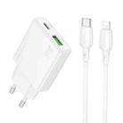 BOROFONE BN25 PD 30W USB, Type-C Charger with 1m Type-C to 8 Pin Cable Set, Plug Type:EU Plug(White) - 1