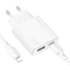 BOROFONE BN25 PD 30W USB, Type-C Charger with 1m Type-C to 8 Pin Cable Set, Plug Type:EU Plug(White) - 2