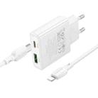 BOROFONE BN25 PD 30W USB, Type-C Charger with 1m Type-C to 8 Pin Cable Set, Plug Type:EU Plug(White) - 3