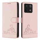 For Xiaomi 14T Pro Cat Rat Embossed Pattern RFID Leather Phone Case with Lanyard(Pink) - 2