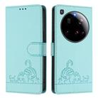 For Xiaomi 15 Ultra Cat Rat Embossed Pattern RFID Leather Phone Case with Lanyard(Mint Green) - 2